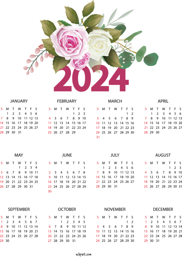 Free Yearly Calendar Floral Design Vem Pra Urna Vem Pra Urna For 2024 Yearly Calendar Clipart Transparent Background