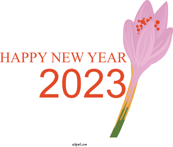 Free Holidays Flower Logo Font For New Year 2023 Clipart Transparent Background