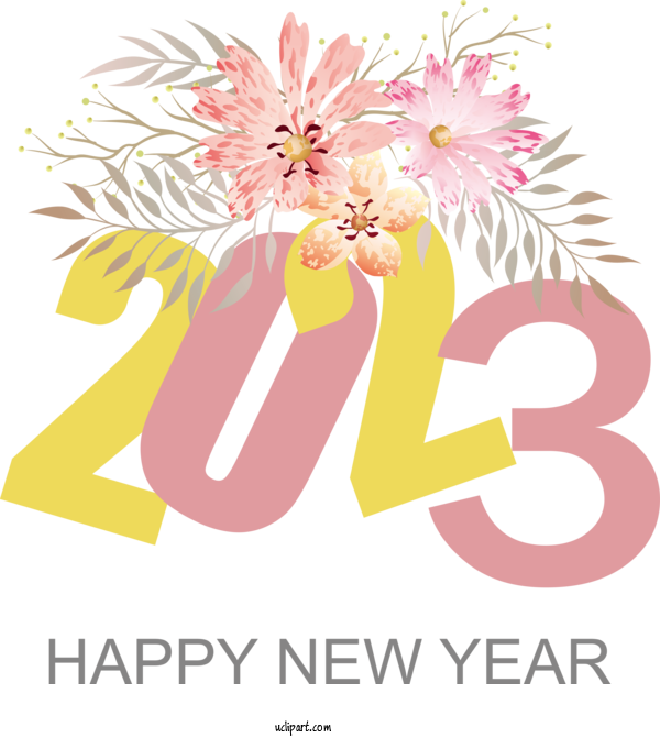 Free Holidays Floral Design Design The Arts For New Year 2023 Clipart Transparent Background