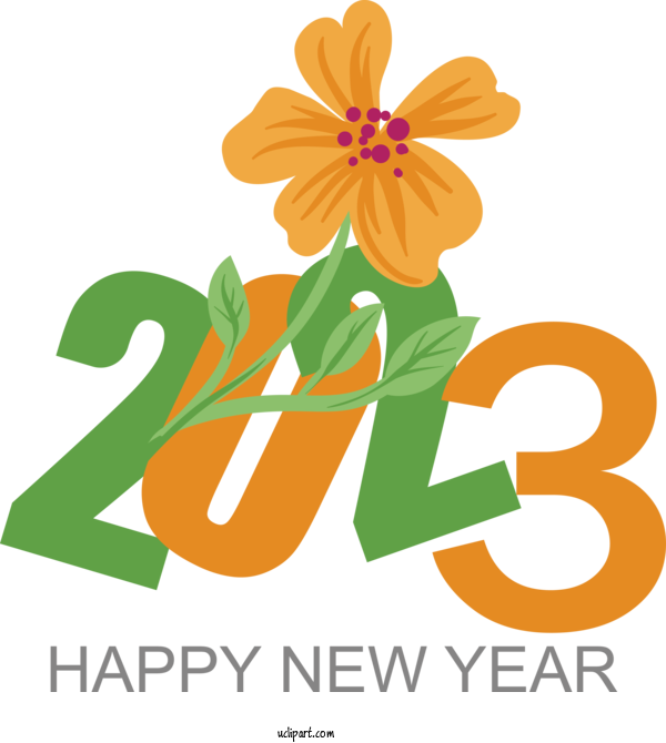 Free Holidays Cut Flowers Logo Floral Design For New Year 2023 Clipart Transparent Background