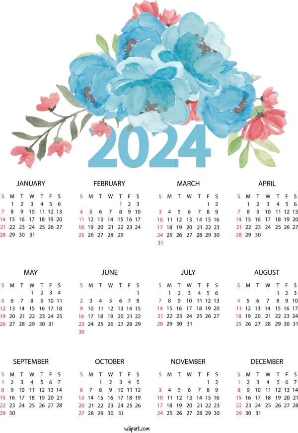 Free Yearly Calendar Calendar Gregorian Calendar Julian Calendar For 2024 Yearly Calendar Clipart Transparent Background