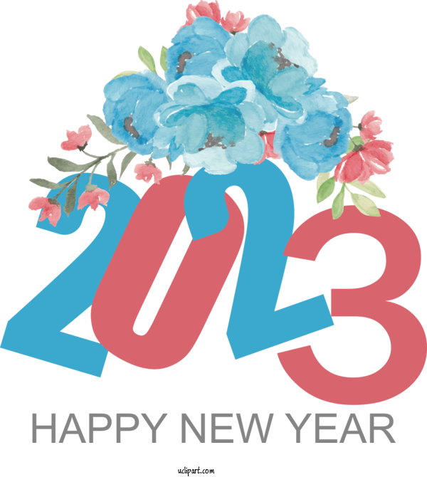 Free Holidays Floral Design Logo Design For New Year 2023 Clipart Transparent Background