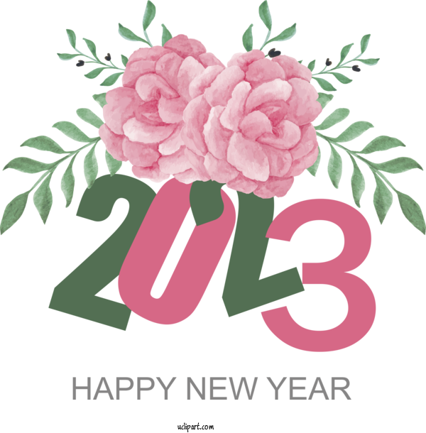 Free Holidays Floral Design Garden Roses Design For New Year 2023 Clipart Transparent Background