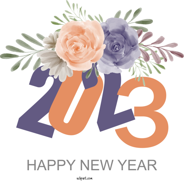 Free Holidays Floral Design  Flower For New Year 2023 Clipart Transparent Background