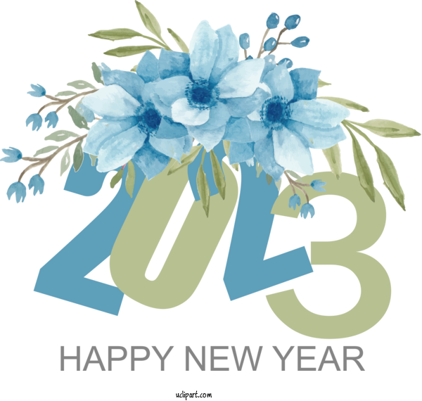 Free Holidays Floral Design Design Flower For New Year 2023 Clipart Transparent Background