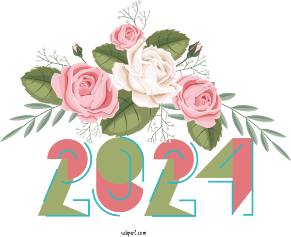 Free Holidays Garden Roses Flower Rose For New Year 2024 Clipart Transparent Background