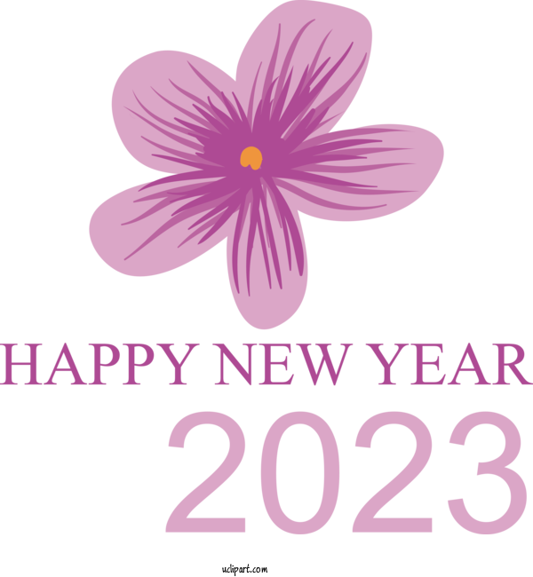 Free Holidays Floral Design Violet Design For New Year 2023 Clipart Transparent Background