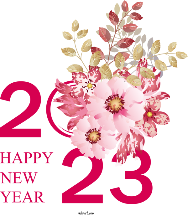 Free Holidays Flower Watercolor Painting Design For New Year 2023 Clipart Transparent Background