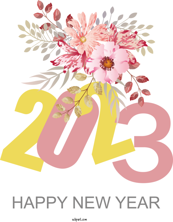 Free Holidays 2023 NEW YEAR Floral Design Flower For New Year 2023 Clipart Transparent Background