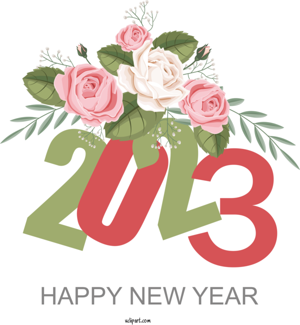 Free Holidays Floral Design Garden Roses Cut Flowers For New Year 2023 Clipart Transparent Background