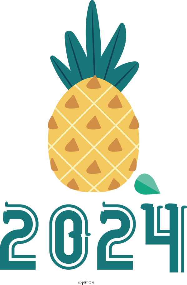 Free Holidays Pineapple Line Logo For New Year 2024 Clipart Transparent Background