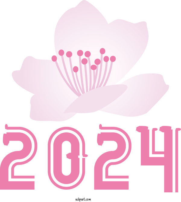Free Holidays Design Floral Design Logo For New Year 2024 Clipart Transparent Background