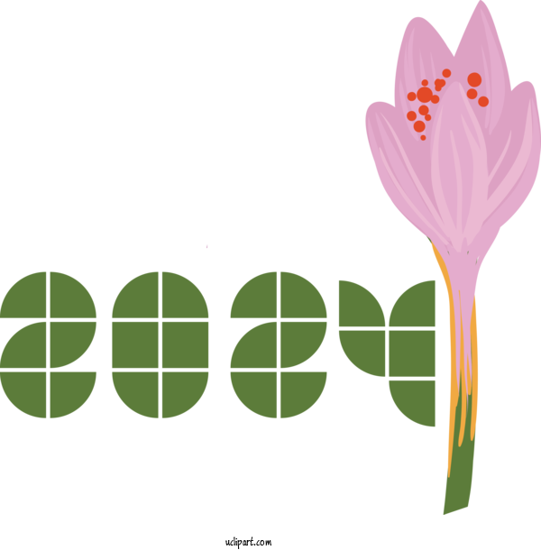 Free Holidays Flower Logo Design For New Year 2024 Clipart Transparent Background