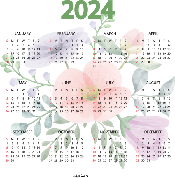 Holidays Calendar Design Line For New Year 2024 New Year 2024 Clipart