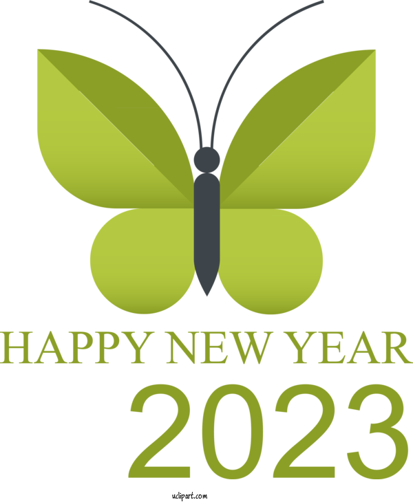 Free Holidays Brush Footed Butterflies Lepidoptera Logo For New Year 2023 Clipart Transparent Background