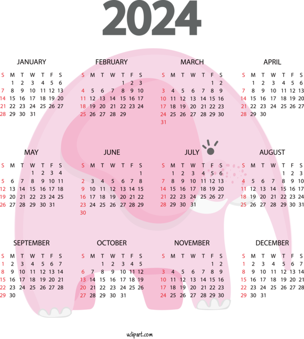 Free Holidays May Calendar January Calendar! Calendar For New Year 2024 Clipart Transparent Background