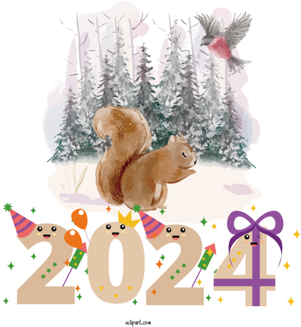 Free Holidays Christmas Birthday Holiday For New Year 2024 Clipart Transparent Background