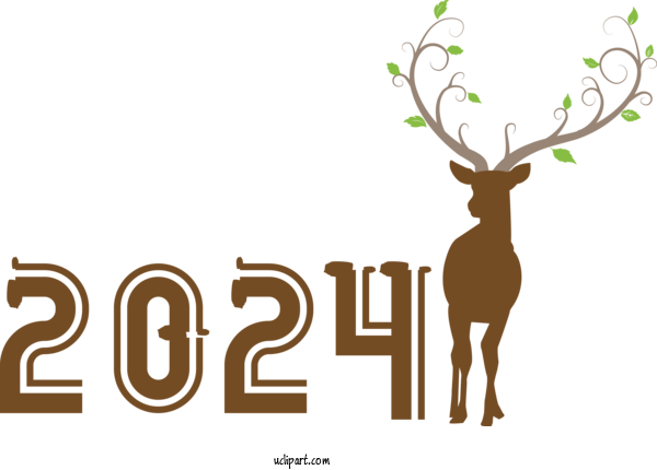 Free Holidays Reindeer Deer Logo For New Year 2024 Clipart Transparent Background