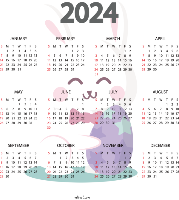 Free Holidays Calendar Design Font For New Year 2024 Clipart Transparent Background