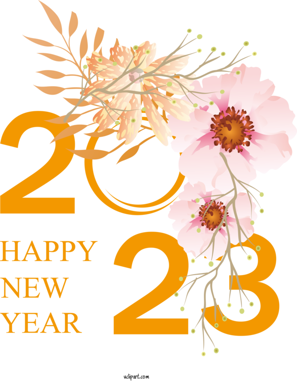 Free Holidays Wedding Invitation 2023 NEW YEAR Flower For New Year 2023 Clipart Transparent Background