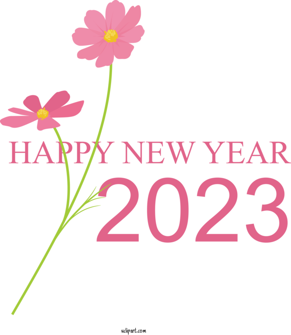 Free Holidays Plant Stem Cut Flowers Design For New Year 2023 Clipart Transparent Background