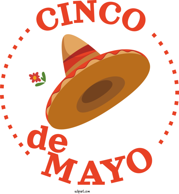Free Holidays Orange Line Logo For Cinco De Mayo Clipart Transparent Background