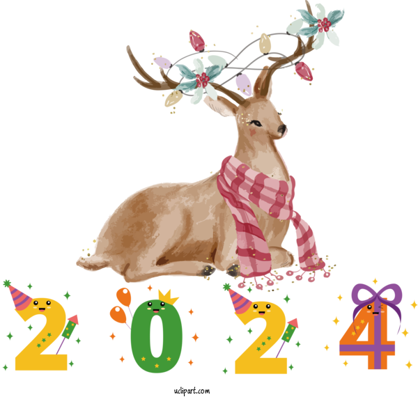 Holidays Christmas Graphics Reindeer Christmas For New Year 2024 New