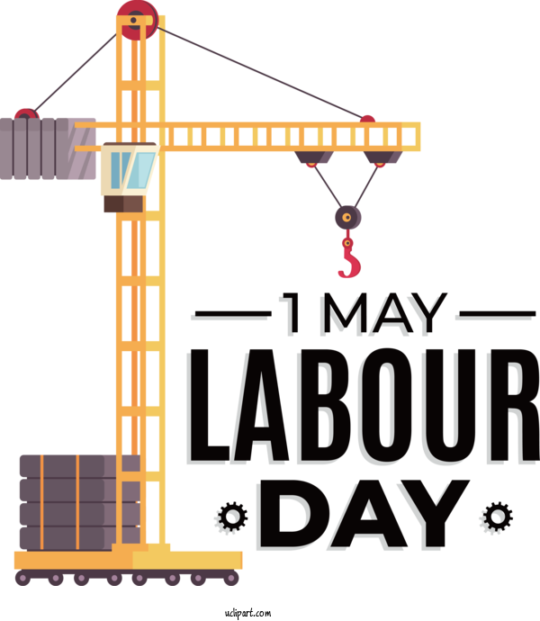 Free Holidays Construction Crane Backhoe Loader For Labor Day Clipart Transparent Background