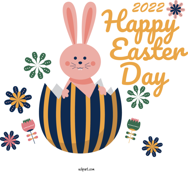 Free Holidays Easter Bunny Line Text For Easter Clipart Transparent Background