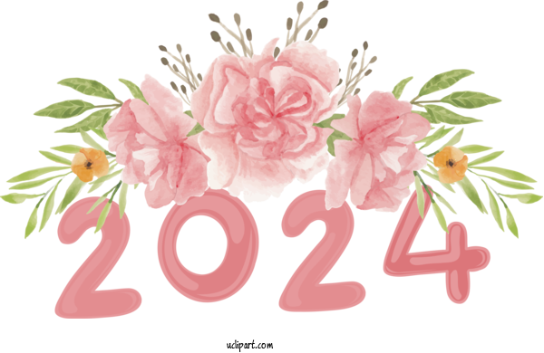 Free Holidays Floral Design Flower Bouquet Flower For New Year 2024 Clipart Transparent Background