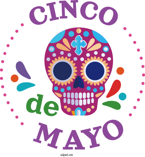 Free Holidays Calavera Skull Mexican Make Up La Calavera Catrina For Cinco De Mayo Clipart Transparent Background