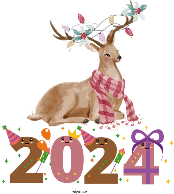 Free Holidays Christmas Graphics Reindeer Deer For New Year 2024 Clipart Transparent Background