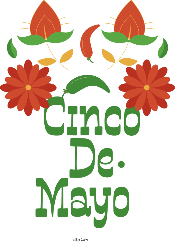 Free Holidays Floral Design  Leaf For Cinco De Mayo Clipart Transparent Background