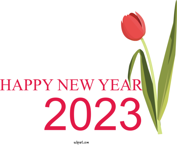 Free Holidays Cut Flowers Plant Stem Tulip For New Year 2023 Clipart Transparent Background