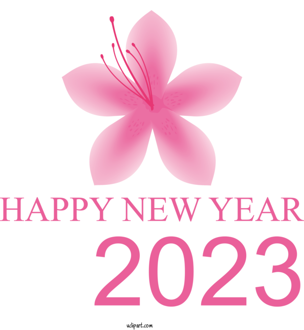 Free Holidays Cut Flowers Font Flower For New Year 2023 Clipart Transparent Background