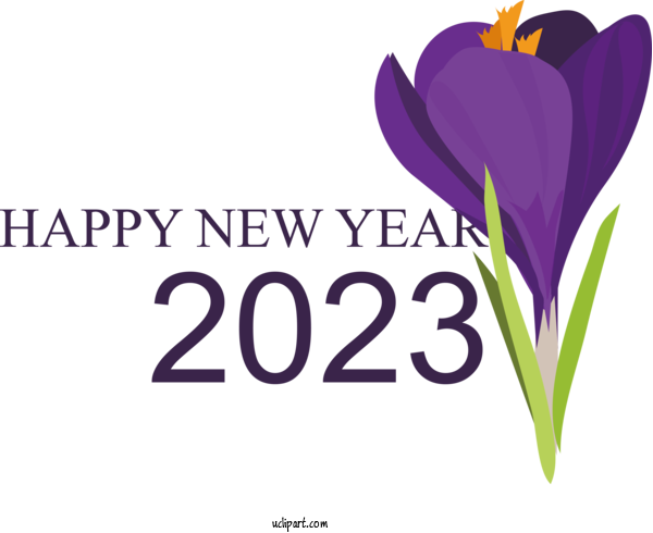 Free Holidays Flower Crocus Font For New Year 2023 Clipart Transparent Background