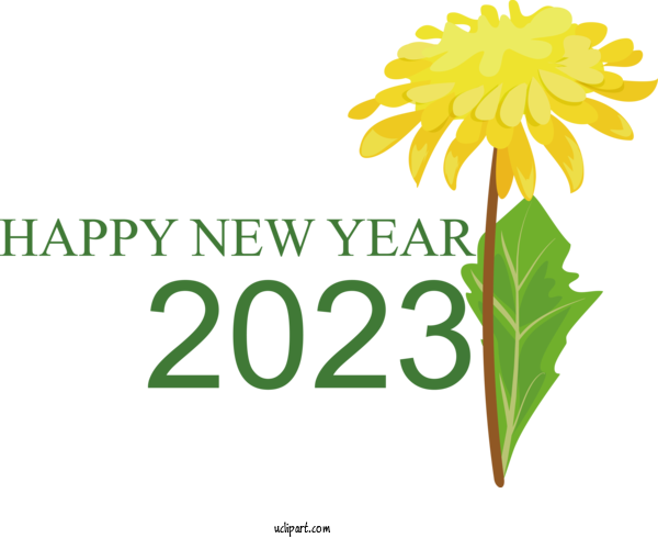 Free Holidays Leaf Dandelions Floral Design For New Year 2023 Clipart Transparent Background