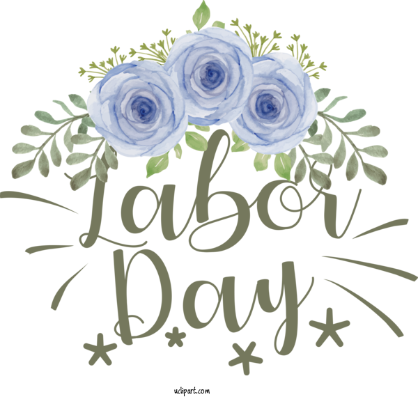 Free Holidays Floral Design Flower Blue Rose For Labor Day Clipart Transparent Background