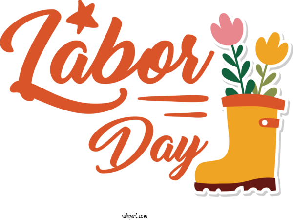 Free Holidays Flower Line Text For Labor Day Clipart Transparent Background
