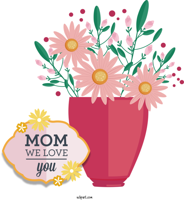 Free Holidays Flower Floral Design Vase For Mothers Day Clipart Transparent Background