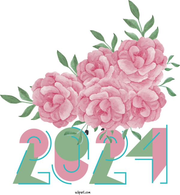 Free Holidays Flower Floral Design Peony For New Year 2024 Clipart Transparent Background