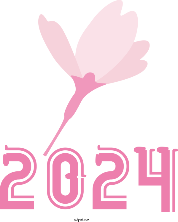 Free Holidays Flower Logo Design For New Year 2024 Clipart Transparent Background