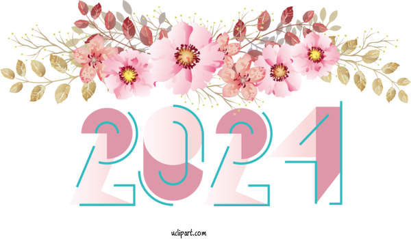 Free Holidays Floral Design Flower Flower Bouquet For New Year 2024 Clipart Transparent Background