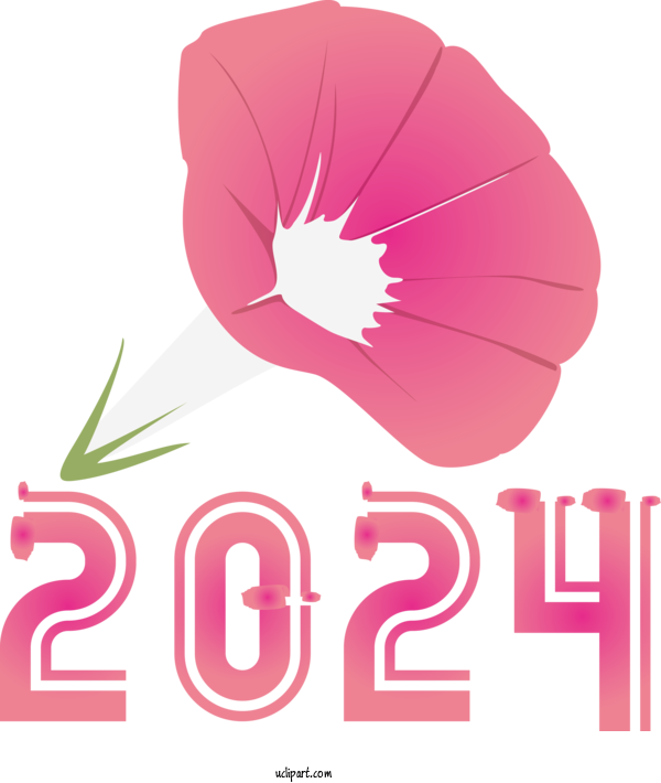 Free Holidays Flower Design Logo For New Year 2024 Clipart Transparent Background