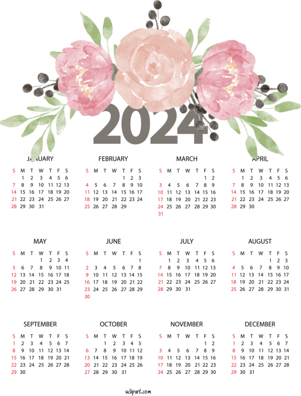 Free Life Peony Flower Floral Design For Yearly Calendar Clipart Transparent Background