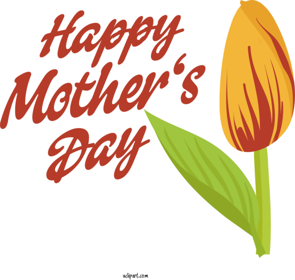 Free Holidays Flower Tulip Text For Mothers Day Clipart Transparent Background
