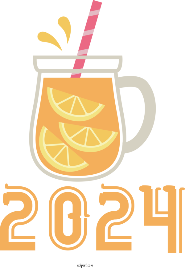 Free Holidays Orange Drink Coffee Coffee Cup For New Year 2024 Clipart Transparent Background