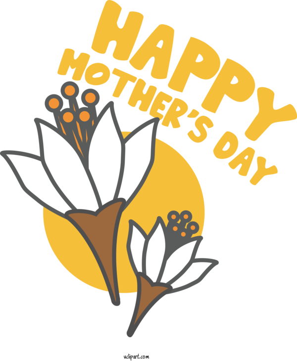 Free Holidays Flower Text Yellow For Mothers Day Clipart Transparent Background