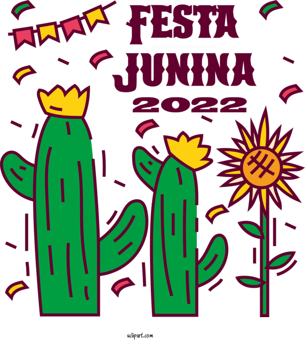 Free Holidays Flower Cartoon Leaf For Brazilian Festa Junina Clipart Transparent Background