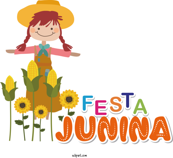 Free Holidays Flower Human Cartoon For Brazilian Festa Junina Clipart Transparent Background